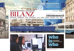 kreative Online-Kampagne für Vontobel, Screenshot Bilanz