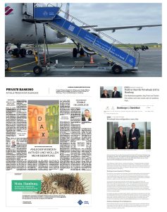 Fluggast-Treppe in Sylt für LGT. Print Inserat und Online Mediaplanung für LGT