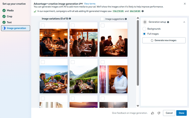 Screenshot Bilderstellung Meta